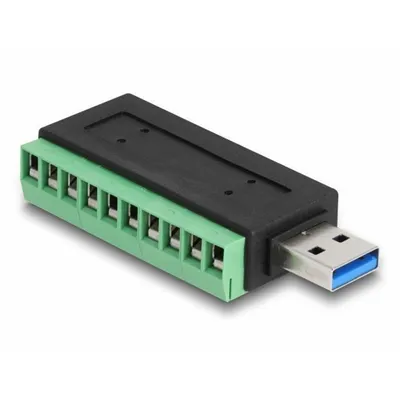 Produktbild von DeLOCK USB 3.2 Gen 1 Typ-A Stecker zu Terminalblock Adapter, USB Typ-A, Terminal, Männlich, Schwarz, Grün, China, 5 Gbit/s