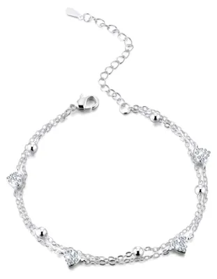 Image de Bracelet pour le cœur, double chaîne avec zirconium cubique