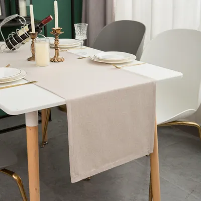 Imagen del producto de Mantel individual moderno, lavable, resistente al agua, con efecto loto, 30x140 cm, color beige