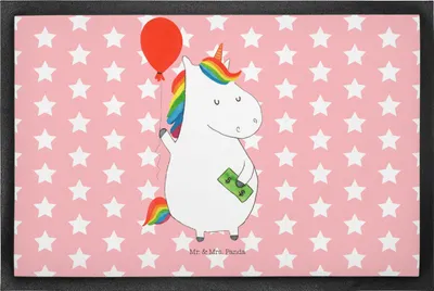 Produktbild von Mr. & Mrs. Panda Gummi-Fußmatte Einhorn Luftballon 50 x 75 cm - Rot Pastell - Geschenk, Schmutzmatte, Einhörner, Gummimatte, Unicorn, fußmatte, Fussmatte, Lebenslust