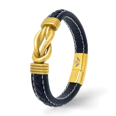 Produktbild von Leder Armband INFINITY PLAIN 21 cm / Gold