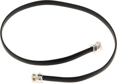 A black flat cable with two RJ11 connectors.