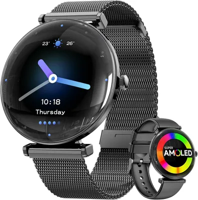 Produktbild von Hwagol Smartwatch Damen mit 1.43" AMOLED Touchscreen Fitnessuhr mit DIY Zifferblatt Schlaftracking Schrittzähler kompatibel mit Android iOS