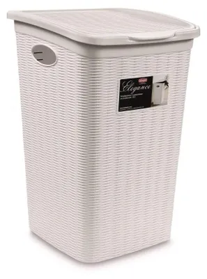 Waschkorb 50 L, Kunststoff, weiß, 37x38x54,5 cm
