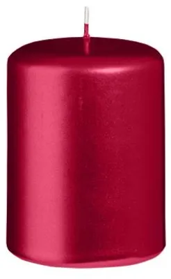 Zdjęcie produktu dla Świece walcowe, metaliczny matowy, świąteczna czerwień, 80 x Ø 60 mm, 12 sztuk