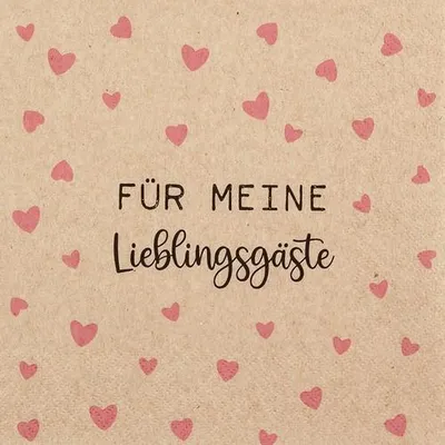 Produktbild von 20 Servietten aus Recycling-Papier Meine Lieblingsgäste eco - Herzen für Lieblingsgast 33x33cm