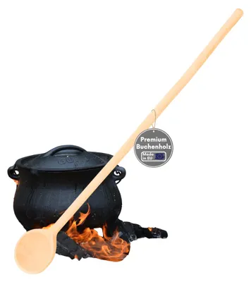 Produktbild von TOPANBIETER 999 Kochlöffel aus Buchenholz, Germany, 100 cm, extra langer Küchenlöffel aus Holz, stabil und hitzebeständig, ideal für Großküchen und Haushalt