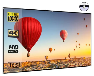 Obrázek produktu pro 72palcové přenosné HD promítací plátno, poměr stran 16:9, skládací, odolné, s možností montáže na zeď, vhodné pro venkovní promítání, domácí kino i kancelář