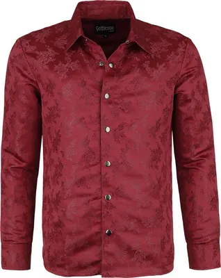 Produktbild von Gothicana by EMP Herren dunkelrotes Langarmhemd mit Allover-Rosenprint XXL