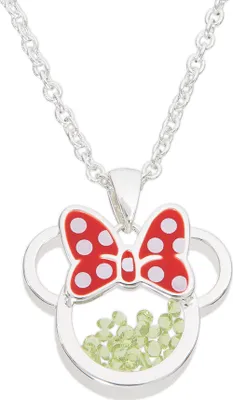 Image de Collier Minnie Mouse avec pierre de naissance vert clair, taille unique, bijoux Disney