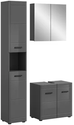 Produktbild von Soft Badmöbelset S6 Grau hochglanz, grau.