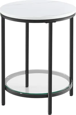 Produktbild von VASAGLE Beistelltisch, Nachttisch mit 2 Ebenen, Holzspanplatte, gehärtetes Glas, für Wohnzimmer, Arbeitszimmer, kleine Räume, modern,