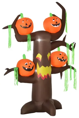 Produktbild von HOMCOM Halloween Deko Aufblasbarer Spukbaum Kürbis Figur Luftfigur mit LED H2,4m