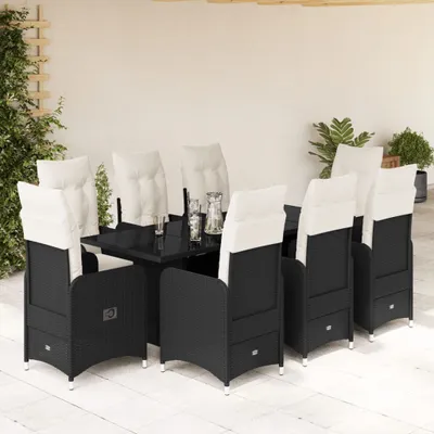 Produktbild von 2025 Moderne Gartenmöbel Set Balkonmöbel-Set 9-tlg. Garten-Bistro-Set mit Kissen Schwarz Poly Rattan - Gartenmöbelgarnituren,Design 7771938 5parcel