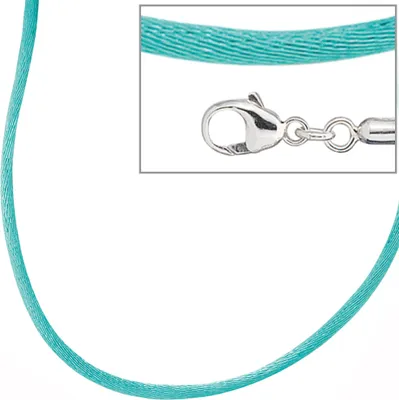 Produktbild von JOBO Collier Seide türkis 42 cm, Verschluss 925 Silber Karabiner