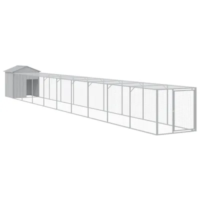 Obrázok produktu pre vidaXL Klietka pre kurčatá s výbehom svetlosivá 117x1017x123 cm oceľ pozinkovaná