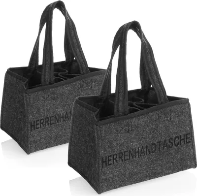 Produktbild von com-four® 2x Flaschentasche - Filztasche mit Henkeln für Getränke - Getränkehalter aus Filz für 6 Flaschen - faltbarer 6er-Träger für Flaschen bis 0,5 l