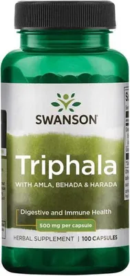 Image de Triphala avec Amla, Behada et Harada 500 mg 100 gélules Swanson Health Products