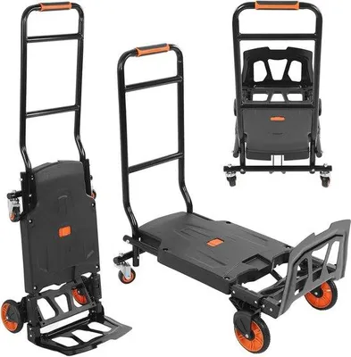 Immagine prodotto di Carrello pieghevole Trolley resistente con capacità di 350 libbre Carrello pieghevole a mano portatile 2 in 1 - con ruote - piccola piattaforma - carrello mobile per bagagli Dolly.
