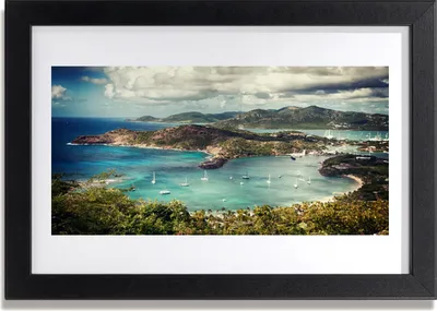 Produktbild von Bild 30x20 MDF-Rahmen Wandkunst Bay Boote Landschaft