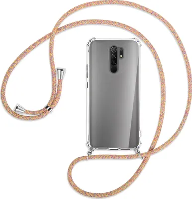 Produktbild von Handykette Backcover-Schutzhülle mit Band (Metall silberfarben) für Xiaomi Redmi 9 - Rainbow