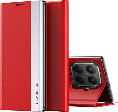 Obrázek produktu pro Pouzdro pro Xiaomi 15T Pro MagnetickéPolyuretanKožené Pouzdro s Funkcí Stojánku červené