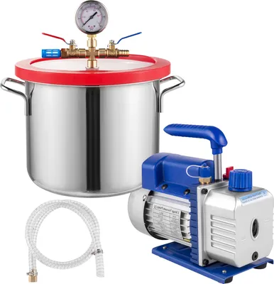 Immagine prodotto di SucceBuy Camera a vuoto da 1,5 galloni 3CFM 1/4HP, pompa per refrigerante HVAC, pompa rotativa a palette monostadio, evacuazione A/C