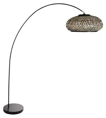 Immagine prodotto di Lampada da terra - nero - Solva - bambù metallo - lampada ad arco - E27 - 4232ZW - Mexlite