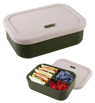 Produktbild von 700 ml Silikon-Lunchbox, BPA-frei und lebensmittelecht, Lunchbox mit Fächern für Büro, Schule, Essenszubereitung, wiederverwendbar, umweltfreundlich