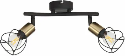 Image de Spot de plafond Mahavi noir et or 2xE14x40W en métal, dimensions : 15,5 x 25 x 9 cm, IP20 Reality