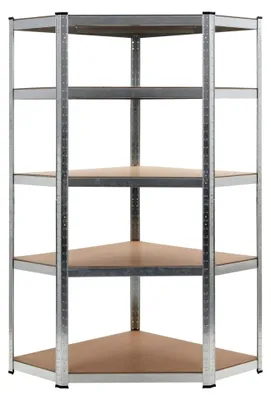Produktbild von Lagerregal aus Stahl und MDF, silber, 90 x 90 x 180 cm