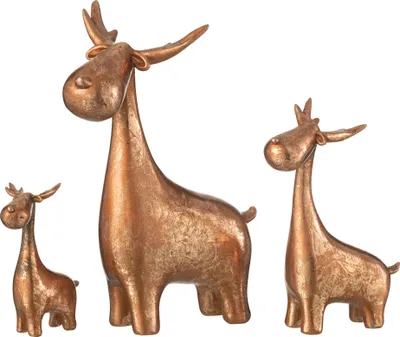 Produktbild von J-Line Set Von 3 Hirschen Resin Kupfer