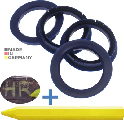 Produktbild von 4X Zentrierringe 74,1 x 58,1 mm Dunkelblau Felgen Ringe + 1x Reifen Kreide Fett Stift