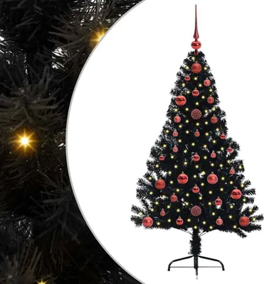 Produktbild von vidaXL Künstlicher vorbeleuchteter Weihnachtsbaum Schwarz 120 cm PVC