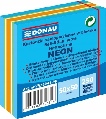 Produktbild von Bloček Donau neónový 50 x 50 mm, mix neónových farieb, 250 lístkov