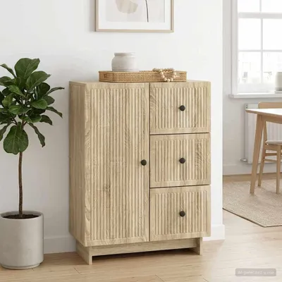 Zdjęcie produktu dla Komoda vidaXL z drewna dębowego Sonoma, 66 x 34,5 x 90 cm, materiał drewnopochodny