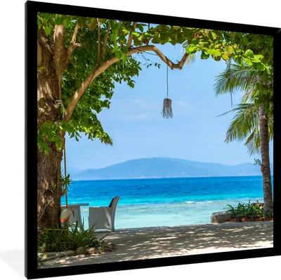Produktbild von MuchoWow® Gerahmtes Poster Tropisch - Strand - Meer 40x40 cm - Poster mit Schwarzem Bilderrahmen Wandposter Rahmen Foto Bilder - Mit Rahmen - Wanddekoration Schlafzimmer
