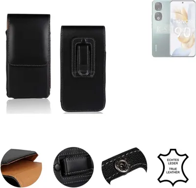 Produktbild von K-S-Trade Holster Gürteltasche Handy Hülle Schutzhülle kompatibel mit Honor 90 Handyhülle Leder schwarz, 1x