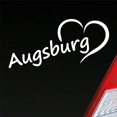Produktbild von Auto Aufkleber Augsburg Herz Stadt City Liebe Love Heart 19x8 cm Weiss Glanz Sticker Heckscheibenaufkleber