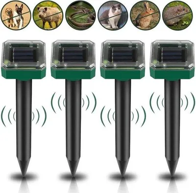 Produktbild von Wasserbeständige Ultraschall-Sonnenmöllch-Verteiler - 4 Stück - IP65 - für Rasen und Garten - Mausabwehr