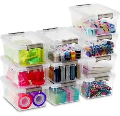 Productafbeelding van Citylife Opbergbox set van 10 stuks, 1,25 liter, stapelbaar, transparant met deksel, stevig plastic, 17,7 x 13 x 8,2 cm