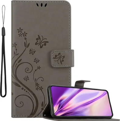 Produktbild von Cadorabo Hülle für Asus ZenFone 8 FLIP Schutz Hülle in Grau Schutzhülle Handy Hülle Etui Case Blumen Flower
