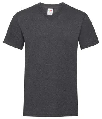 Image de Fruit of the Loom - T-shirt « Valueweight » pour hommes/femmes, unie, col en V, chiné LT2576 (XL) (gris foncé)
