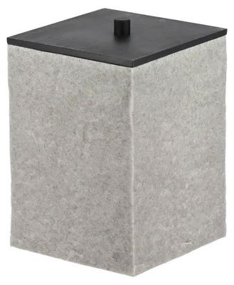 Produktbild von Eckiger abfalleimer aus polyresin mit steineffekt und mattschwarzem bambusdeckel 8l - grau - Tendance