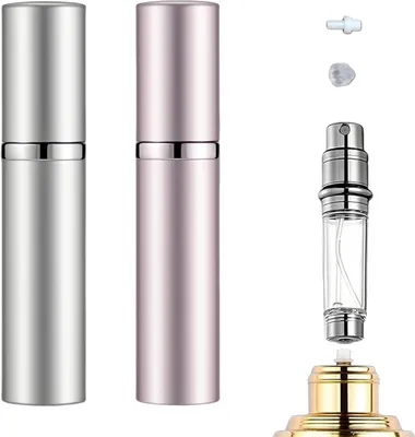 Obrázok produktu pre Atomizér na parfum 2 kusy, 5 ml, plniteľný, na cesty, strieborný a ružový