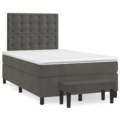 Produktbild von vidaXL Boxspringbett mit Matratze Dunkelgrau 120x200 cm Samt