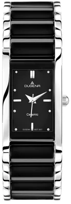 Produktbild von Dugena Damen-Uhr Quadra Ceramica Schwarz Quarz Keramik-Armband 4460507