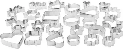 Produktbild von Famanu Ausstechformen Set - 25 verschiedene Formen, 4 cm bis 9 cm, Silber