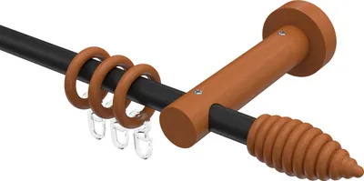 Produktbild von Interdeco Gardinenstange / Vorhangstange Schwarz / Kirschbaum lackiert, Typ Adrian Asta (Rillenform), 16 mm Ø 1-läufig, 240 cm
