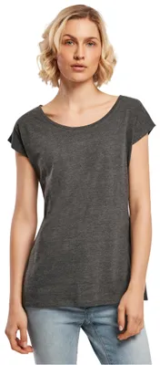 Produktbild von Build Your Brand Damen T-Shirt Ladies Wide Neck Tee, Farbe Charcoal, Größe L